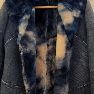 Denim Blue with tie dyed lining Shearling Women’s Jacket